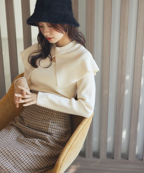 mysty woman（ミスティウーマン）の「【WEB限定】あざとセーラーニット　180170（ニット/セーター・レディース・ブラック/アイボリー/モカ・FREE）」の21枚目の写真