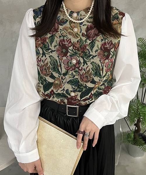 kutir（クティール）の「ゴブランブラウス（シャツ/ブラウス・レディース・オレンジ/アイボリー/ブラック・FREE）」の7枚目の写真