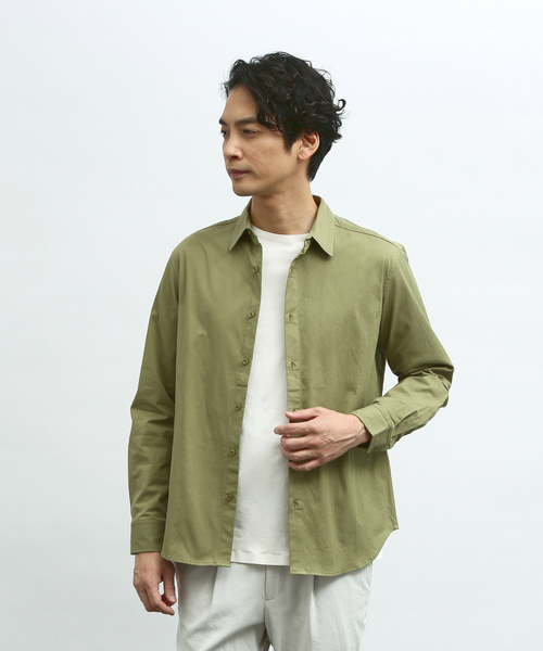ABAHOUSE(アバハウス)の「ストレッチコットン レギュラーカラー シャツ(シャツ/ブラウス・メンズ・チャコールグレー/カーキ/ホワイト/ネイビー・44/46/48)」の1枚目の写真