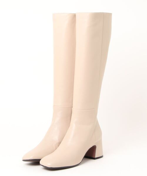 【セール】【mara bini】スクエアトウカバードヒールロングブーツ(E13297)（ブーツ）｜INTER-CHAUSSURES（インターショシュール）