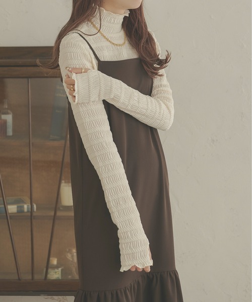 Ambre Neige(アンブルネージュ)の「ポロ風にも?ハイネックにも?【前後2WAY】指穴ハイネックトップス/WEB/EC限定商品(Tシャツ/カットソー・レディース・ベージュ/ダークブラウン/アイボリー・FREE)」の10枚目の写真