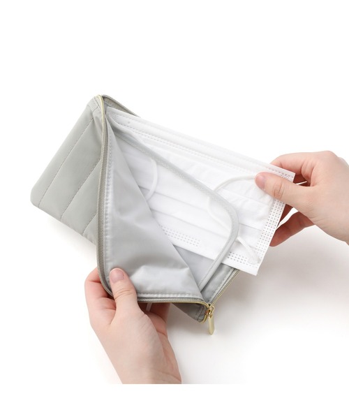 naptime ライトグレー キルティングポーチ セール】キルティング ティッシュ＆マスクポーチ グレー（ポーチ