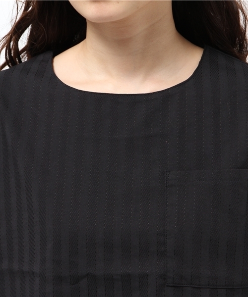 CIAOPANIC（チャオパニック）の「【Ciaopanic】ストライプジャガードPK付T-BL（シャツ/ブラウス・レディース・ブラック/グレー・FREE）」の6枚目の写真