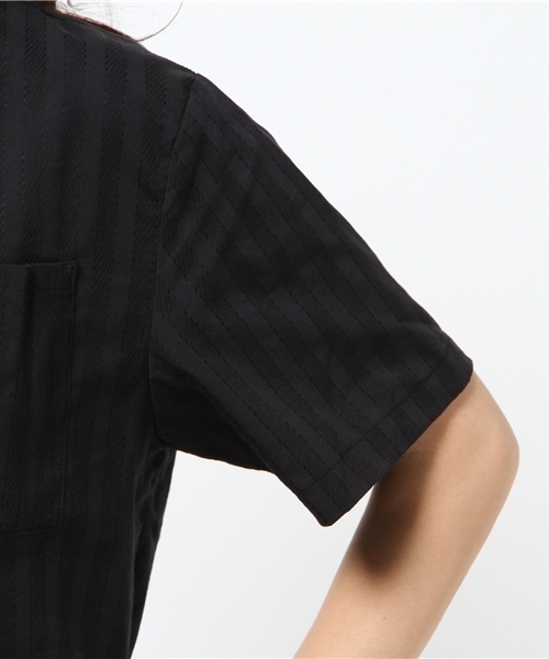 CIAOPANIC（チャオパニック）の「【Ciaopanic】ストライプジャガードPK付T-BL（シャツ/ブラウス・レディース・ブラック/グレー・FREE）」の8枚目の写真