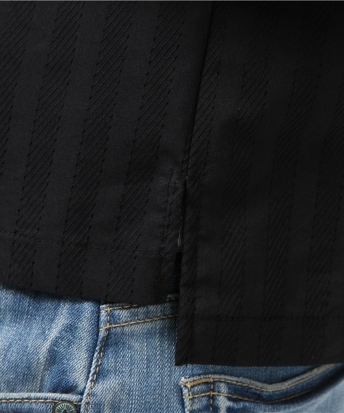 CIAOPANIC（チャオパニック）の「【Ciaopanic】ストライプジャガードPK付T-BL（シャツ/ブラウス・レディース・ブラック/グレー・FREE）」の10枚目の写真