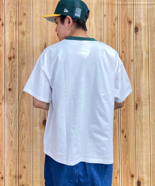 Champion(チャンピオン)の「CHAMPION/チャンピオン リンガーT カレッジ風ロゴ/アメカジTシャツ 半袖Tee/USAコットン C3-X311(Tシャツ/カットソー・メンズ・グレー/ホワイト/グリーン/イエロー・M/L/XL)」の16枚目の写真