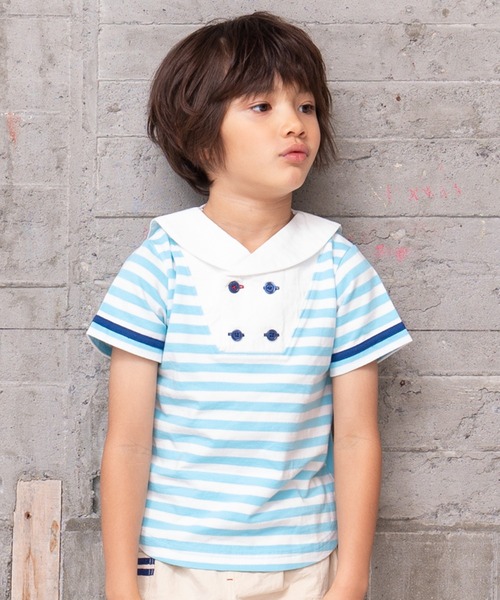 RAGMART（ラグマート）の「セーラーTシャツ（Tシャツ/カットソー・キッズ・サックスブルー/グリーン・110cm/120cm/130cm/100cm）」の2枚目の写真
