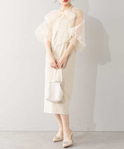 【2023SS】【SALON by Chico限定】ボウタイ風ボレロブラウス＋ワンピースSET