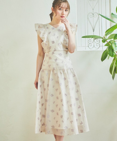 NOELA(ノエラ)の「フラワージャガードスカート(スカート・レディース・ネイビー/ベージュ/ラベンダー・M/S)」の3枚目の写真
