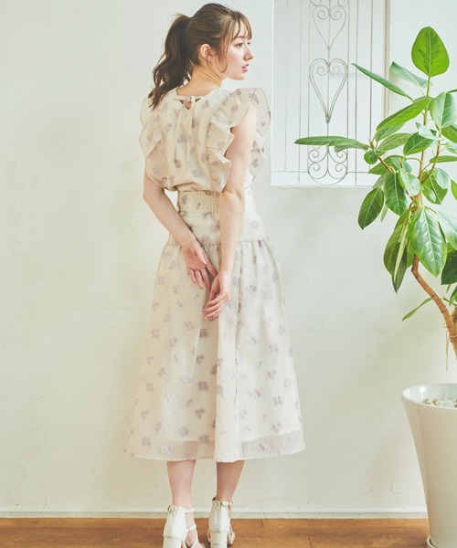 NOELA(ノエラ)の「フラワージャガードスカート(スカート・レディース・ネイビー/ベージュ/ラベンダー・M/S)」の5枚目の写真