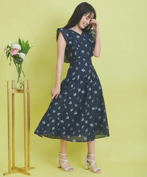 NOELA(ノエラ)の「フラワージャガードスカート(スカート・レディース・ネイビー/ベージュ/ラベンダー・M/S)」の9枚目の写真