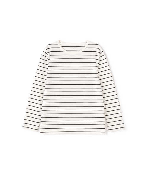 human woman(ヒューマンウーマン)の「オーガニック綿天竺長袖ボーダーTシャツ(Tシャツ/カットソー・レディース・ダークインディゴブルー・MEDIUM/LARGE)」の4枚目の写真
