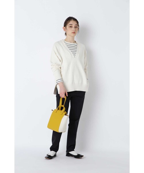 human woman(ヒューマンウーマン)の「オーガニック綿天竺長袖ボーダーTシャツ(Tシャツ/カットソー・レディース・ダークインディゴブルー・MEDIUM/LARGE)」の5枚目の写真