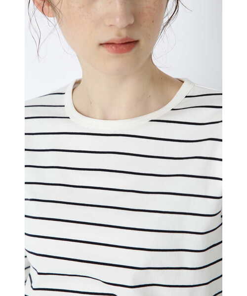human woman(ヒューマンウーマン)の「オーガニック綿天竺長袖ボーダーTシャツ(Tシャツ/カットソー・レディース・ダークインディゴブルー・MEDIUM/LARGE)」の8枚目の写真