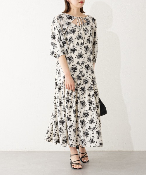 極美品♡ セオリーリュクス ショートスリーブロングワンピース 洗える 38 osharewalker ワンピース ロングワンピース レディース 七分袖