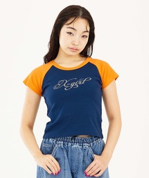 X-girl | RHINESTONE LOGO S/S RAGLAN BABY TEE(Tシャツ/カットソー)