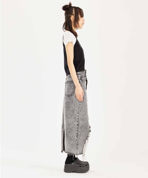 X-girl（エックスガール）の「RHINESTONE LOGO S/S RAGLAN BABY TEE（Tシャツ/カットソー・レディース・ネイビー/ホワイト/ブラック・M/S）」の17枚目の写真