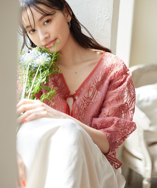 mysty woman（ミスティウーマン）の「オーガンジー2WAYブラウス 193465（シャツ/ブラウス・レディース・ブラック/アイボリー/ピンクベージュ/オレンジ系その他・FREE）」の4枚目の写真