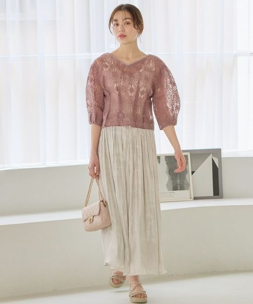 mysty woman（ミスティウーマン）の「オーガンジー2WAYブラウス 193465（シャツ/ブラウス・レディース・ブラック/アイボリー/ピンクベージュ/オレンジ系その他・FREE）」の15枚目の写真