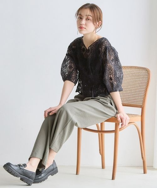 mysty woman（ミスティウーマン）の「オーガンジー2WAYブラウス 193465（シャツ/ブラウス・レディース・ブラック/アイボリー/ピンクベージュ/オレンジ系その他・FREE）」の18枚目の写真