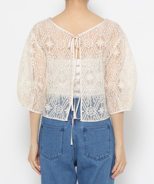 mysty woman（ミスティウーマン）の「オーガンジー2WAYブラウス 193465（シャツ/ブラウス・レディース・ブラック/アイボリー/ピンクベージュ/オレンジ系その他・FREE）」の6枚目の写真