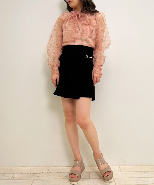CULLNI ボウタイシャツ 花柄 アイボリー/ブラック 楽天市場】大きいサイズ レディース トップス ブラウス シャツ