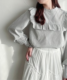 Ambre Ciel | ストライプフリルシャツ/【WEB/EC限定商品】(シャツ/ブラウス)