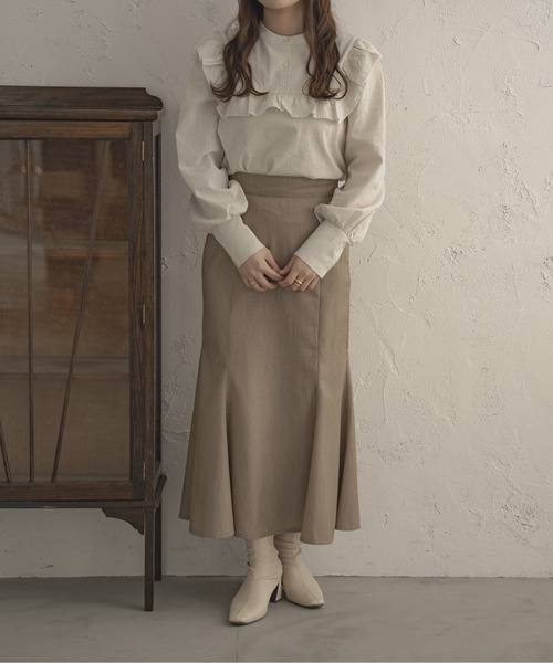 Ambre Ciel（アンブルシエル）の「ストライプフリルシャツ／【WEB/EC限定商品】（シャツ/ブラウス・レディース・ライトベージュ/ブルー/ブラック・FREE）」の20枚目の写真