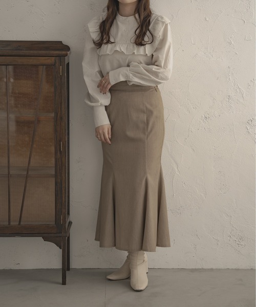 Ambre Ciel（アンブルシエル）の「ストライプフリルシャツ／【WEB/EC限定商品】（シャツ/ブラウス・レディース・ライトベージュ/ブルー/ブラック・FREE）」の19枚目の写真