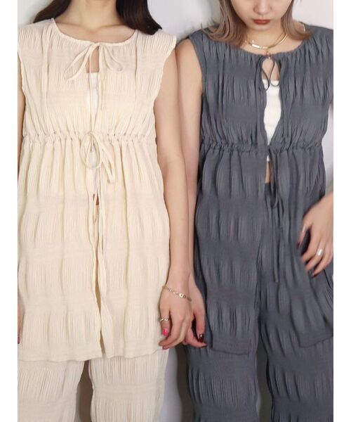 EMODA（エモダ）の「シャーリングロングトップ（Tシャツ/カットソー・レディース・ブラック/グレー/ブルー/アイボリー・FREE）」の15枚目の写真