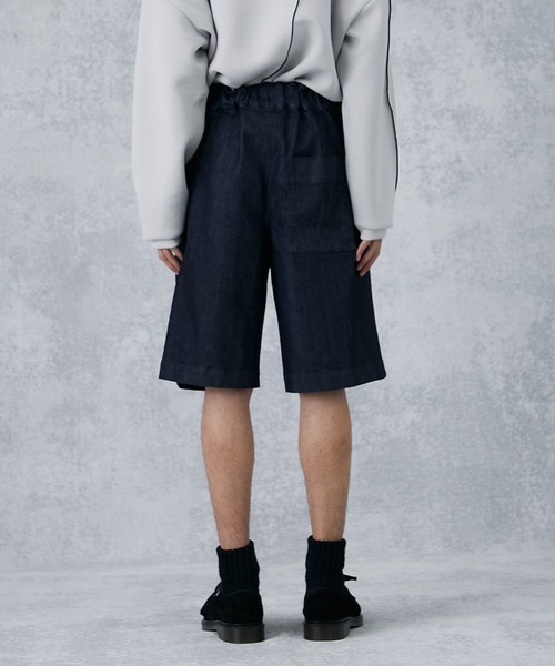 PUBLIC TOKYO(パブリックトウキョウ)の「ベルクロイージースラックスワイドショーツ(スラックス・メンズ・インディゴブルー/ブラック/ベージュ・1/2)」の9枚目の写真