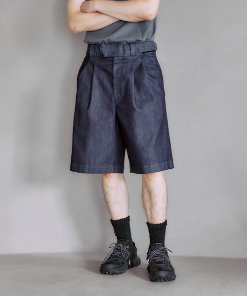 PUBLIC TOKYO(パブリックトウキョウ)の「ベルクロイージースラックスワイドショーツ(スラックス・メンズ・インディゴブルー/ブラック/ベージュ・1/2)」の17枚目の写真