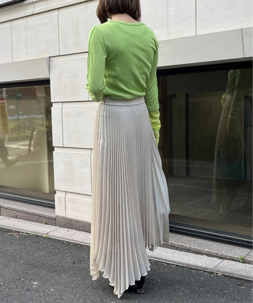 mi via loca（ミヴィアロカ）の「メランジフライス袖チュールトップス（Tシャツ/カットソー・レディース・ライム/ナチュラル/イエロー・FREE）」の19枚目の写真