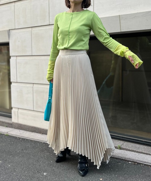 mi via loca（ミヴィアロカ）の「メランジフライス袖チュールトップス（Tシャツ/カットソー・レディース・ライム/ナチュラル/イエロー・FREE）」の18枚目の写真