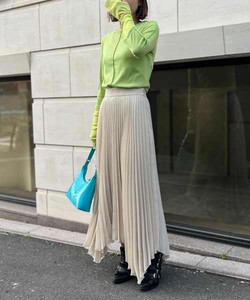 mi via loca（ミヴィアロカ）の「メランジフライス袖チュールトップス（Tシャツ/カットソー・レディース・ライム/ナチュラル/イエロー・FREE）」の17枚目の写真