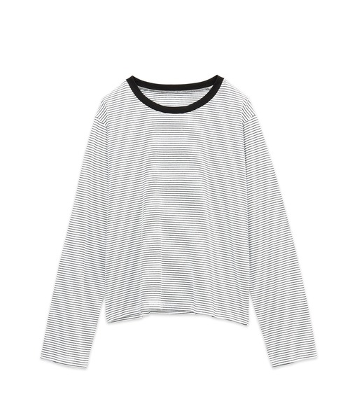 CHAN ME(チャンミ)の「細ボーダー長袖Tシャツ(Tシャツ/カットソー・レディース・ブラック/ホワイト・MEDIUM/LARGE/X-LARGE)」の7枚目の写真