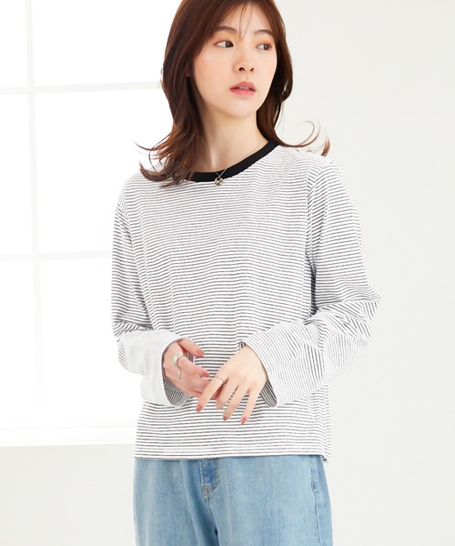 CHAN ME(チャンミ)の「細ボーダー長袖Tシャツ(Tシャツ/カットソー・レディース・ブラック/ホワイト・MEDIUM/LARGE/X-LARGE)」の15枚目の写真