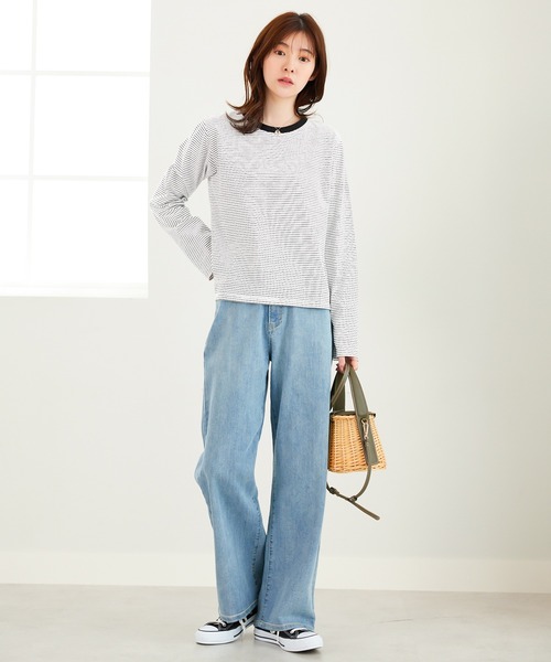 CHAN ME(チャンミ)の「細ボーダー長袖Tシャツ(Tシャツ/カットソー・レディース・ブラック/ホワイト・MEDIUM/LARGE/X-LARGE)」の16枚目の写真