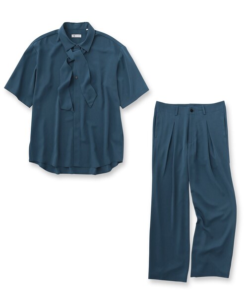 tk.TAKEO KIKUCHI(ティーケータケオキクチ)の「◆【WEB限定】スカーフシャツセットアップ(セットアップ・メンズ・ブルー/ブラック/ベージュ・01/02/03)」の4枚目の写真