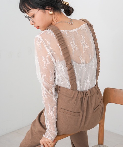 Bab(バブ)の「レースシアーインナートップス(Tシャツ/カットソー・レディース・ベージュ/ブラック/ブルー/オフホワイト・FREE)」の2枚目の写真