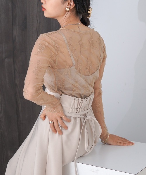 Bab(バブ)の「レースシアーインナートップス(Tシャツ/カットソー・レディース・ベージュ/ブラック/ブルー/オフホワイト・FREE)」の6枚目の写真