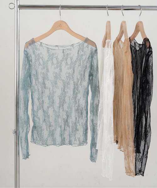 Bab(バブ)の「レースシアーインナートップス(Tシャツ/カットソー・レディース・ベージュ/ブラック/ブルー/オフホワイト・FREE)」の21枚目の写真