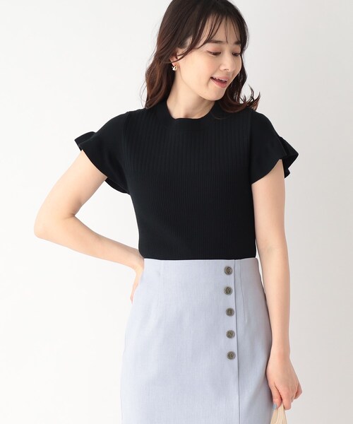 ニット セーター リブ オーガニックコットン クロップド セーター レディース N.Natural Beauty Basic ニット セーター クロップド透かし編み