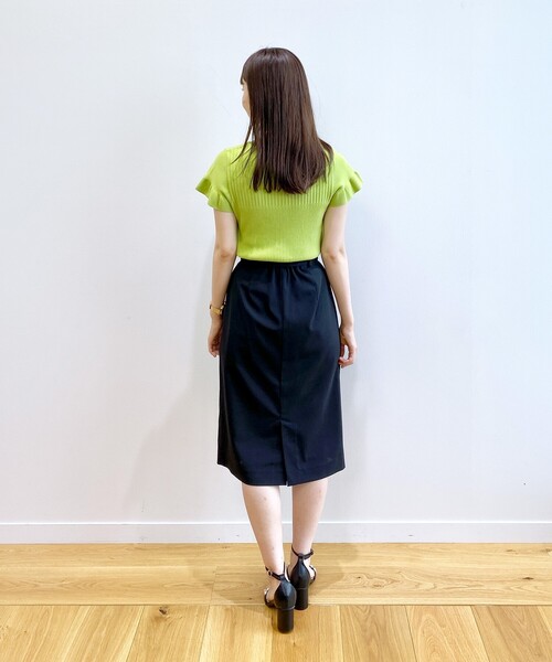 index(インデックス)の「◆オーガニックコットン フリルリブニット【UV/洗濯機洗い可】(ニット/セーター・レディース・黄緑系/オフホワイト/ブラック/ピンク・42/40/38/36)」の5枚目の写真