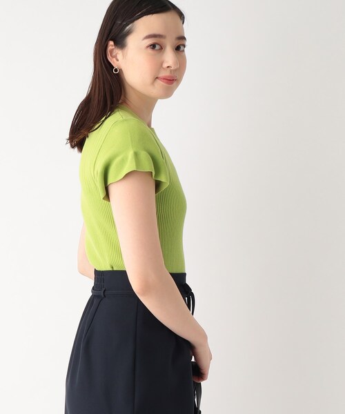 index(インデックス)の「◆オーガニックコットン フリルリブニット【UV/洗濯機洗い可】(ニット/セーター・レディース・黄緑系/オフホワイト/ブラック/ピンク・42/40/38/36)」の15枚目の写真