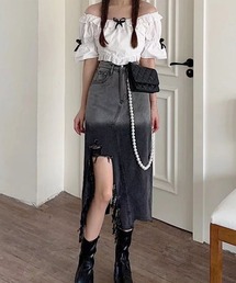 ハイダメージスリットデニムスカート