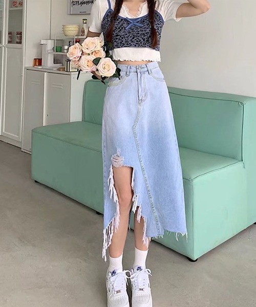 GLAMOROUS JANE(グラマラスジェーン)の「ハイダメージスリットデニムスカート(デニムスカート・レディース・ブラック/ブルー・M/L)」の14枚目の写真