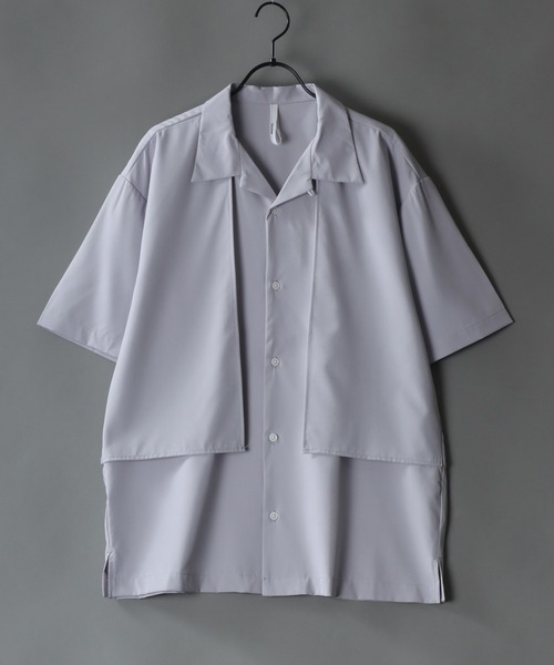SITRY(シトリー)の「Oversize Drop shoulder trench shirt/オーバーサイズ ドロップショルダー 半袖 トレンチ シャツ(シャツ/ブラウス・メンズ・ホワイト/ブラック/グレー・M/L/XL)」の1枚目の写真