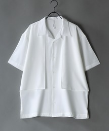 Oversize Drop shoulder trench shirt/オーバーサイズ ドロップショルダー 半袖 トレンチ シャツ