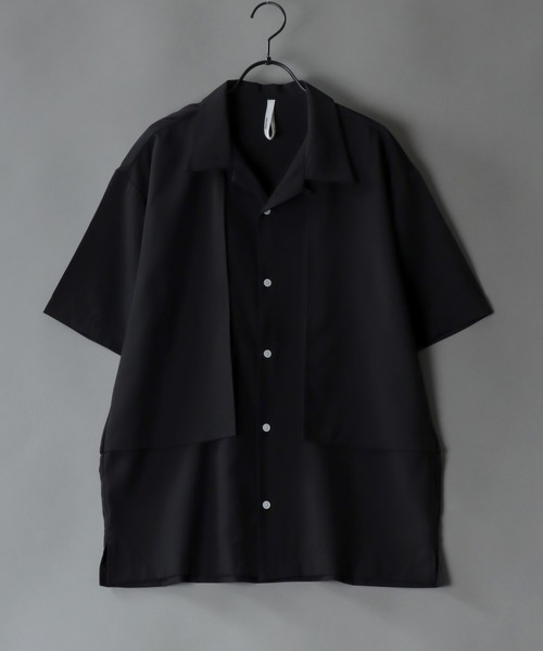 SITRY(シトリー)の「Oversize Drop shoulder trench shirt/オーバーサイズ ドロップショルダー 半袖 トレンチ シャツ(シャツ/ブラウス・メンズ・ホワイト/ブラック/グレー・M/L/XL)」の3枚目の写真